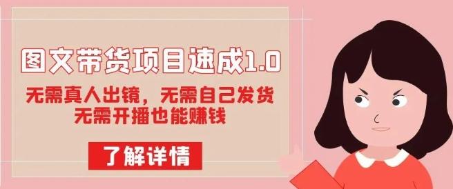 图文带货项目速成1.0：无需真人出镜，无需自己发货，无需开播也能赚钱！-七七项目网