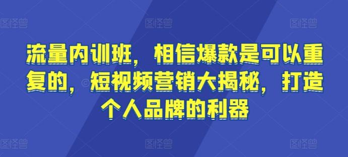 流量内训班，相信爆款是可以重复的，短视频营销大揭秘，打造个人品牌的利器-七七项目网