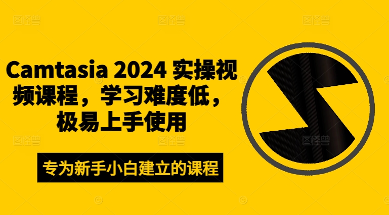 Camtasia 2024 实操视频课程，学习难度低，极易上手使用-七七项目网