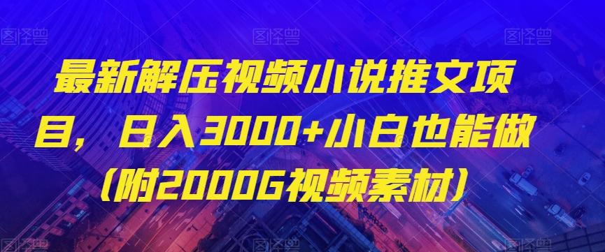 最新解压视频小说推文项目，日入3000+小白也能做（附2000G视频素材）【揭秘】-七七项目网