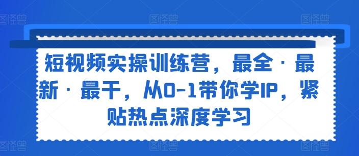 短视频实操训练营，最全·最新·最干，从0-1带你学IP，紧贴热点深度学习-七七项目网