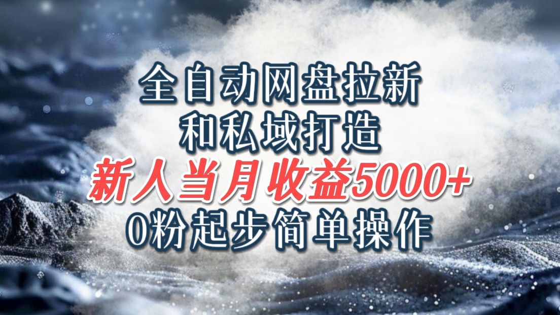 全自动网盘拉新和私域打造，0粉起步简单操作，新人入门当月收益5000以上-七七项目网