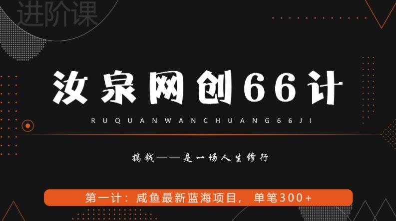 汝泉网创66计之第1计：闲鱼长期稳定项目，单笔变现300+-七七项目网