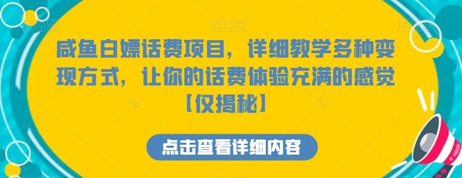 咸鱼白嫖话费项目，详细教学多种变现方式，让你的话费体验充满的感觉【仅揭秘】-七七项目网