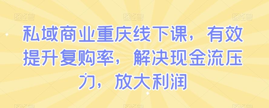 私域商业重庆线下课，有效提升复购率，解决现金流压力，放大利润-七七项目网