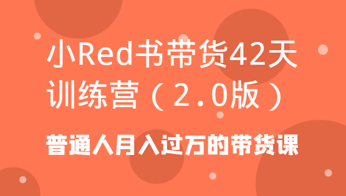 小Red书带货42天训练营(2.0版)普通人月入过万的带货课-七七项目网