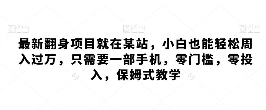最新翻身项目就在某站，小白也能轻松周入过万，只需要一部手机，零门槛，零投入，保姆式教学-七七项目网
