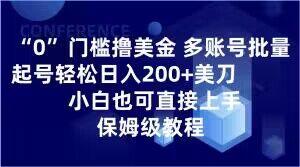 0门槛撸美金，多账号批量起号轻松日入200+美刀，小白也可直接上手，保姆级教程【揭秘】-七七项目网