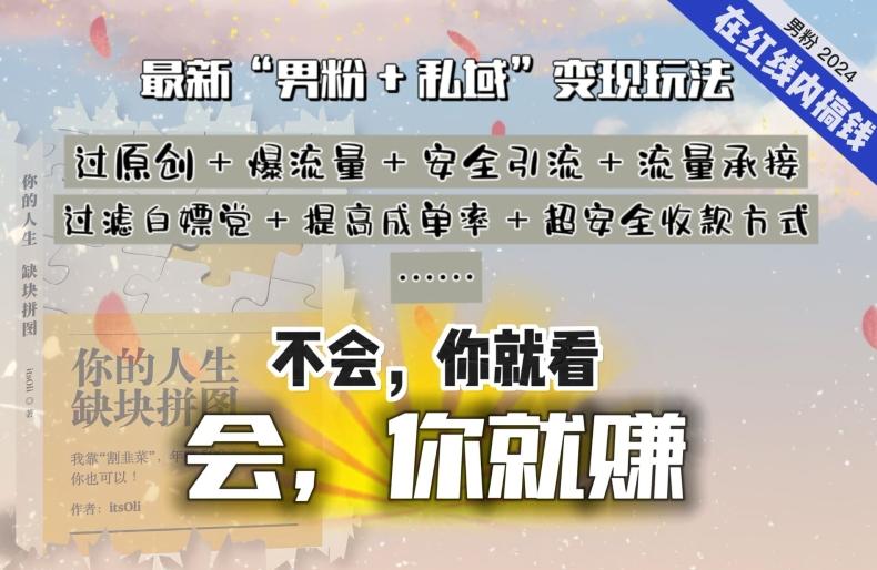 2024，“男粉+私域”还是最耐造、最赚、最轻松、最愉快的变现方式【揭秘】-七七项目网