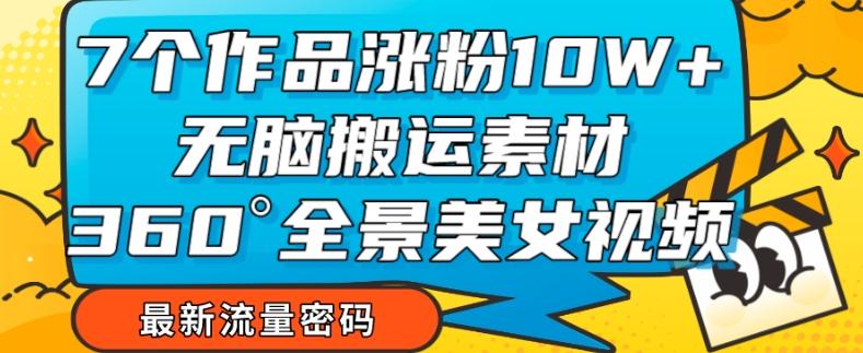 7个作品涨粉10W+，无脑搬运素材，全景美女视频爆款玩法分享【揭秘】-七七项目网