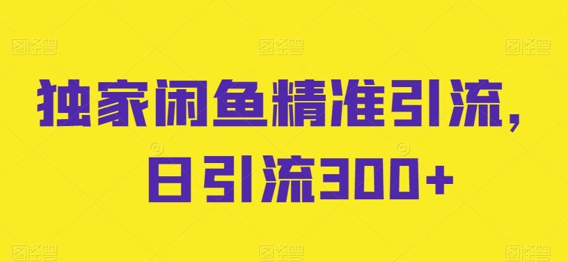 独家闲鱼精准引流，日引流300+【揭秘】-七七项目网