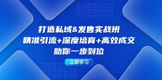 打造私域&发售实操班：精准引流+深度培育+高效成交，助你一步到位-七七项目网
