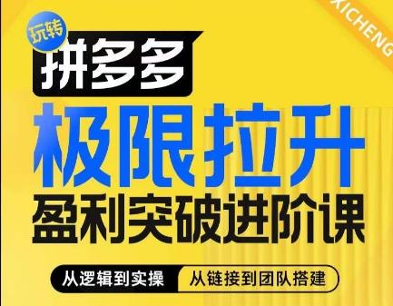拼多多极限拉升盈利突破进阶课，​从算法到玩法，从玩法到团队搭建，体系化系统性帮助商家实现利润提升-七七项目网