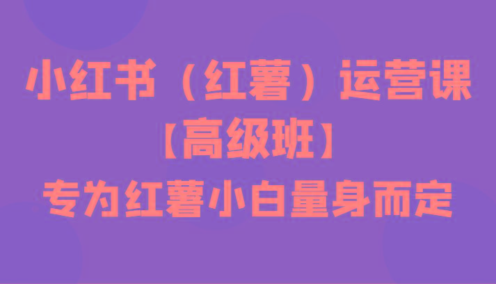 小红书(红薯)运营课【高级班】，专为红薯小白量身而定(42节课)-七七项目网