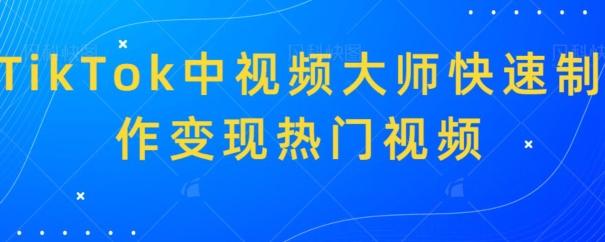 TikTok中视频大师快速制作变现热门视频-七七项目网