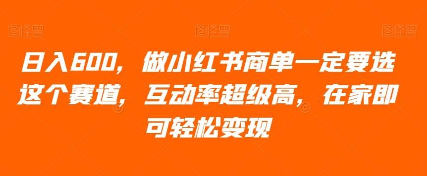 日入600，做小红书商单一定要选这个赛道，互动率超级高，在家即可轻松变现-七七项目网