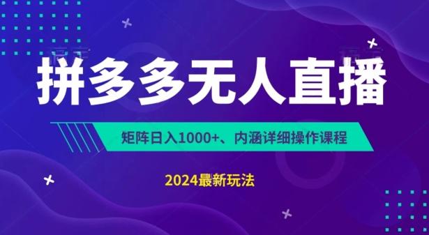 拼多多无人直播不封号，0投入，3天必起，无脑挂机，日入1k+【揭秘】-七七项目网