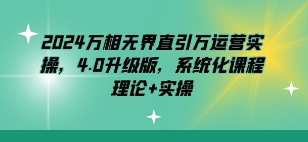 2024万相无界直引万运营实操，4.0升级版，系统化课程 理论+实操-七七项目网