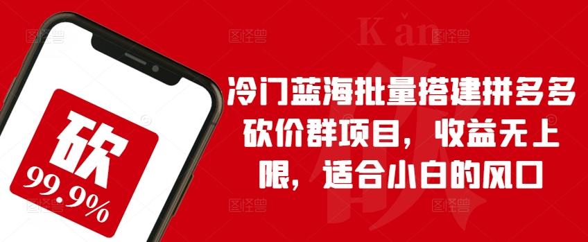 冷门蓝海批量搭建拼多多砍价群项目，收益无上限，适合小白的风口【揭秘】-七七项目网