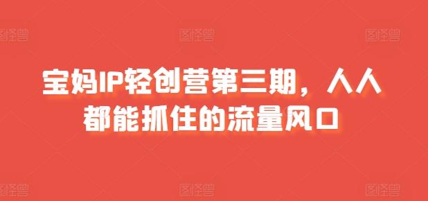 宝妈IP轻创营第三期，人人都能抓住的流量风口-七七项目网
