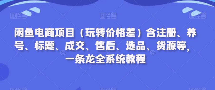 闲鱼电商项目(玩转价格差)含注册、养号、标题、成交、售后、选品、货源等,一条龙全系统教程-七七项目网