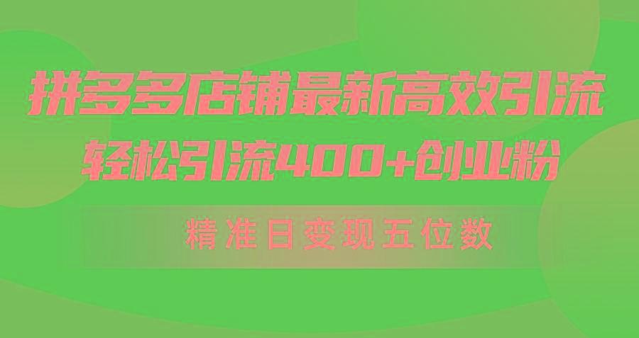 (10041期)拼多多店铺最新高效引流术，轻松引流400+创业粉，精准日变现五位数！-七七项目网
