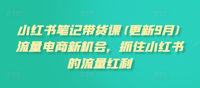 小红书笔记带货课(更新9月)流量电商新机会，抓住小红书的流量红利-七七项目网