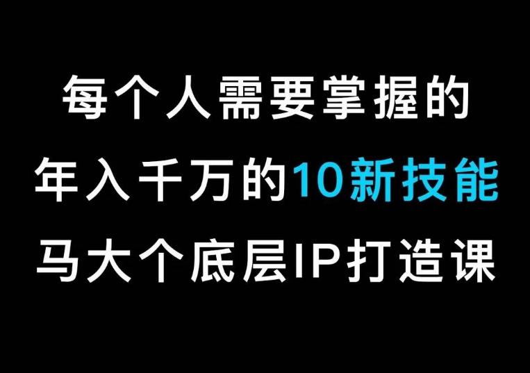 马大个的IP底层逻辑课，​每个人需要掌握的年入千万的10新技能，约会底层IP打造方法！-七七项目网