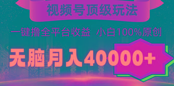(9281期)视频号顶级玩法，无脑月入40000+，一键撸全平台收益，纯小白也能100%原创-七七项目网