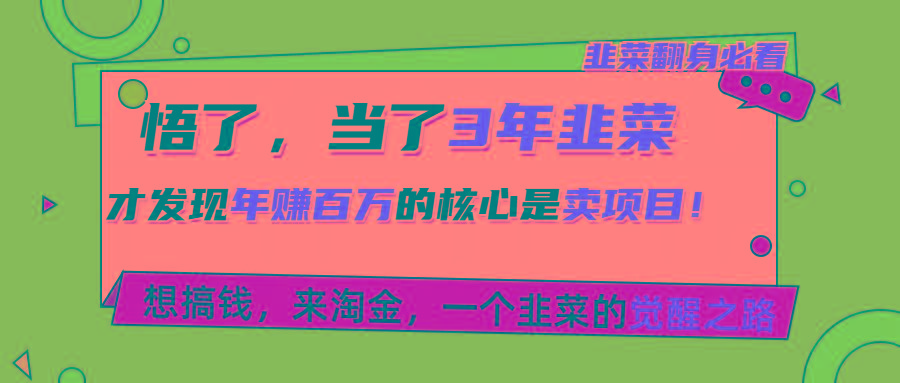 悟了，当了3年韭菜，才发现网赚圈年赚100万的核心是卖项目，含泪分享！-七七项目网