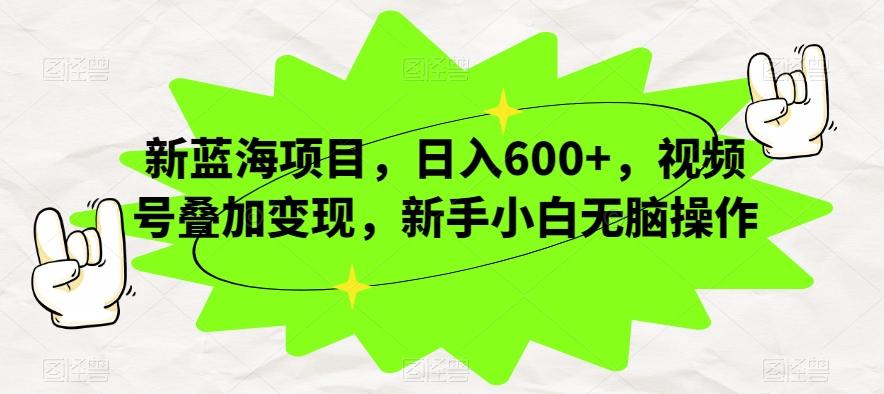 新蓝海项目，日入600+，视频号叠加变现，新手小白无脑操作【揭秘】-七七项目网