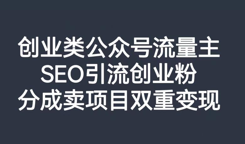 创业类公众号流量主，SEO引流创业粉，分成卖项目双重变现【揭秘】-七七项目网