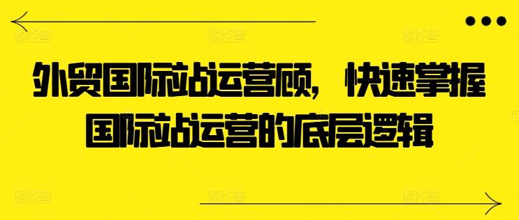 外贸国际站运营顾问，快速掌握国际站运营的底层逻辑-七七项目网