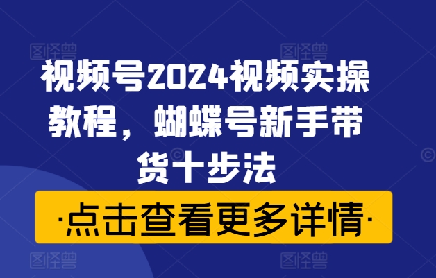 视频号2024视频实操教程，蝴蝶号新手带货十步法-七七项目网