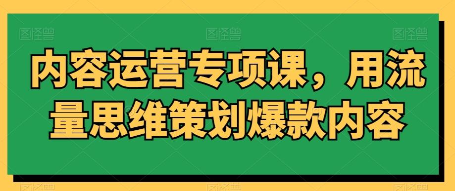 内容运营专项课，用流量思维策划爆款内容-七七项目网