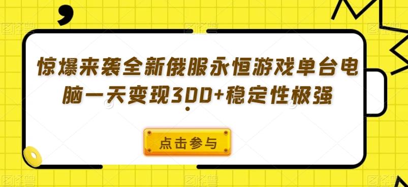 惊爆来袭全新俄服永恒游戏单台电脑一天变现300+稳定性极强-七七项目网