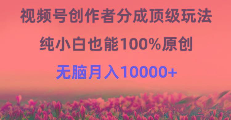 (9608期)视频号创作者分成顶级玩法，纯小白也能100%原创，无脑月入10000+-七七项目网
