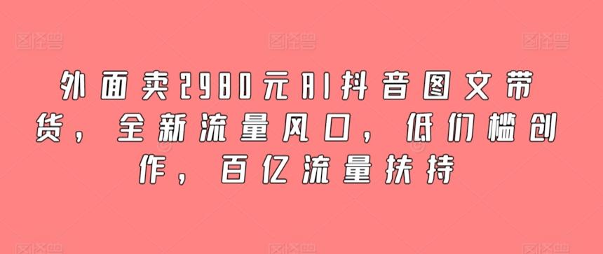 外面卖2980元AI抖音图文带货，全新流量风口，低们槛创作，百亿流量扶持-七七项目网