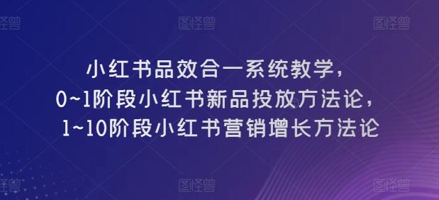 小红书品效合一系统教学，​0~1阶段小红书新品投放方法论，​1~10阶段小红书营销增长方法论-七七项目网