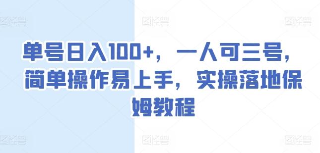单号日入100+，一人可三号，简单操作易上手，实操落地保姆教程【揭秘】-七七项目网