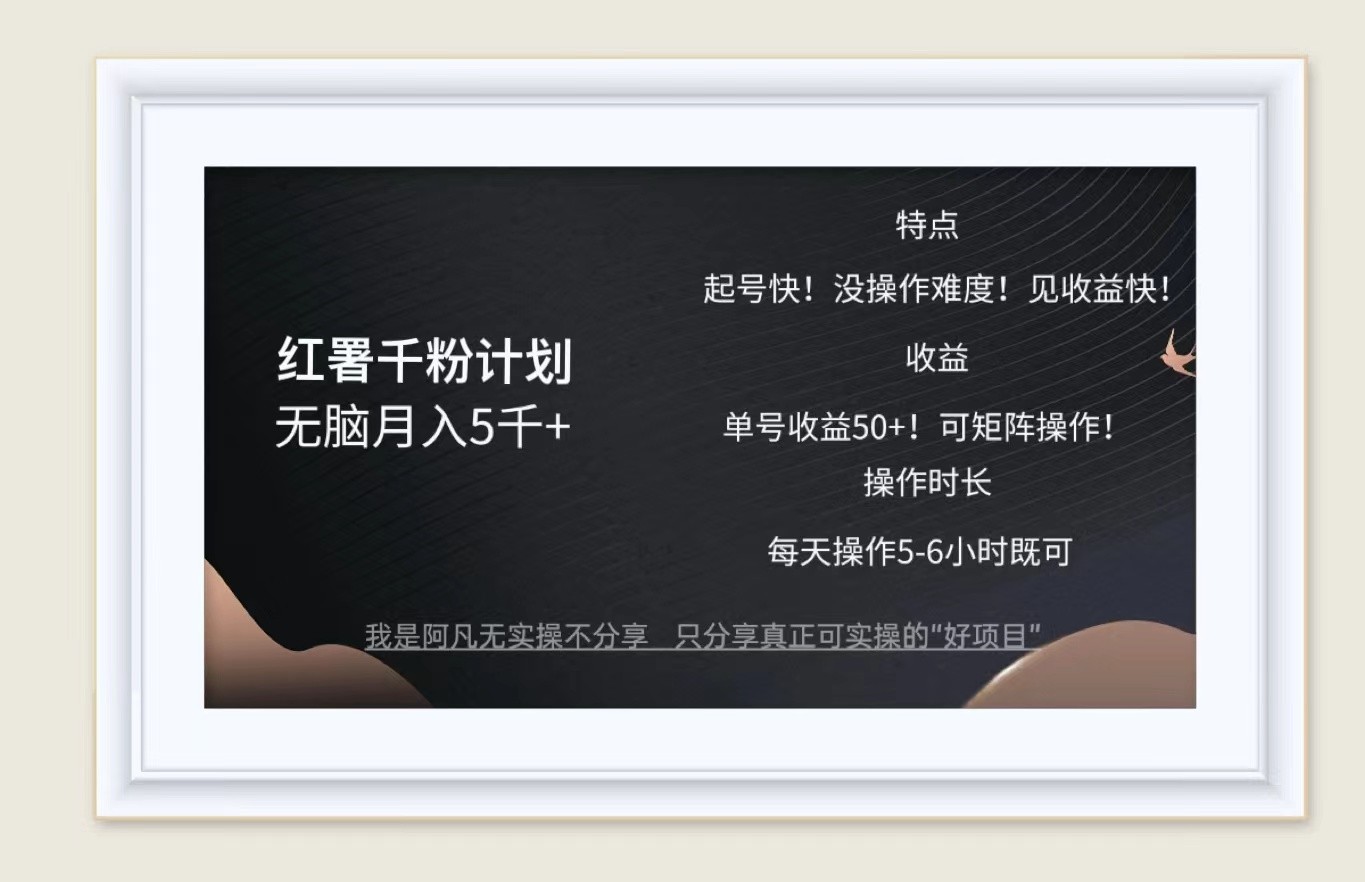 红薯千粉计划无脑月入5千+！既做既赚！-七七项目网