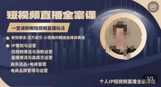 高品质IP短视频直播全案课程，一堂课俯瞰短视频直播玩法-七七项目网