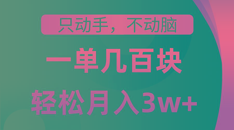只动手不动脑，一单几百块，轻松月入3w+，看完就能直接操作，详细教程-七七项目网