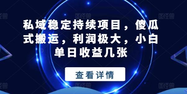 私域稳定持续项目，傻瓜式搬运，利润极大，小白单日收益几张【揭秘】-七七项目网