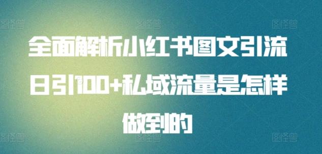 全面解析小红书图文引流日引100+私域流量是怎样做到的【揭秘】-七七项目网