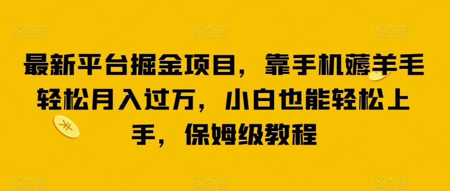 最新平台掘金项目，靠手机薅羊毛轻松月入过万，小白也能轻松上手，保姆级教程【揭秘】-七七项目网