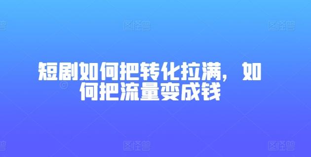 短剧如何把转化拉满，如何把流量变成钱-七七项目网