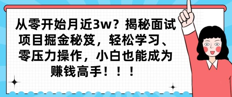 从零开始月近3w？揭秘面试项目掘金秘笈，轻松学习、零压力操作，小白也能成为赚钱高手-七七项目网