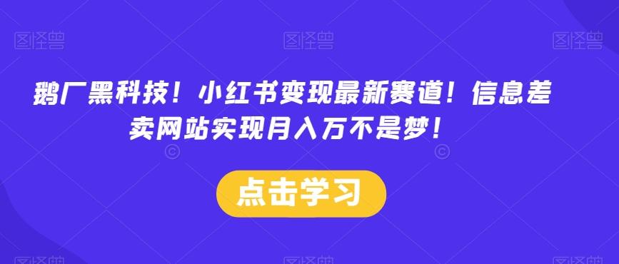鹅厂黑科技！小红书变现最新赛道！信息差卖网站实现月入万不是梦！-七七项目网