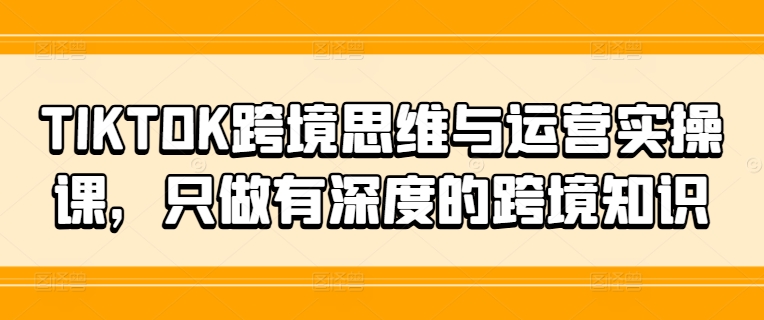 TIKTOK跨境思维与运营实操课，只做有深度的跨境知识-七七项目网
